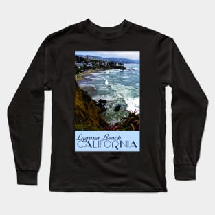 Restored Vintage Laguna Beach California Travel Poster Print Long Sleeve T-Shirt